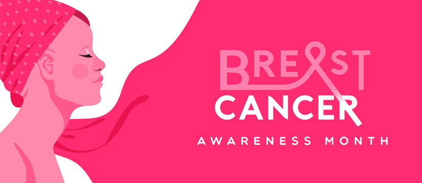 Breast cancer pink hair woman survivor banner