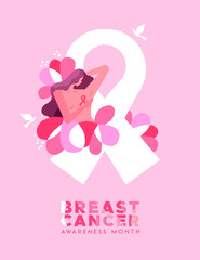 Breast cancer awareness pink woman survivor card