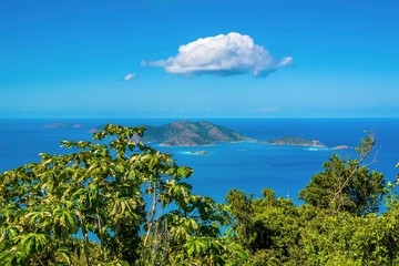 Fototapeta na wymiar A view from Tortola northward towards Little Jost Van Dyke and Jost Van Dyke island