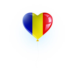 Heart shaped balloon with colors and flag of ROMANIA vector illustration design. Isolated object.