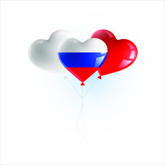 Heart shaped balloons with colors and flag of RUSSIA vector illustration design. Isolated object.