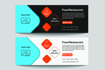 Web banner template for Food Restaurant, Social web banner template with two color option, easy editable