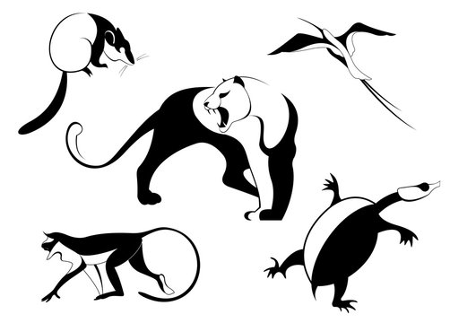Decor black on white animal silhouette collection for design
