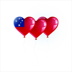 Heart shaped balloons with colors and flag of SAMOA vector illustration design. Isolated object.
