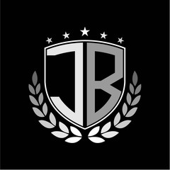 Initials inspiration letter J B logo shield badge illustration