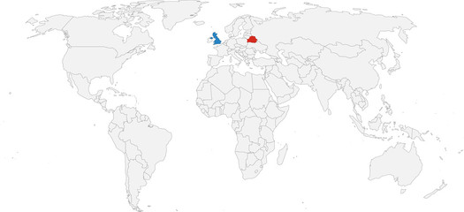 United Kingdom, Belarus countries isolated on world map. Business concepts and Backgrounds.