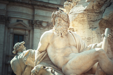 Statue of Zeus in Fountain, Piazza Navona, Rome, Italy