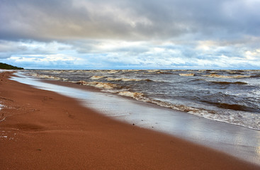 Waves in January on Lake Ladoga, Republic of Karelia, Russia