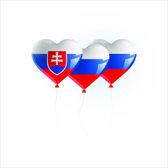 Heart shaped balloons with colors and flag of SLOVAKIA vector illustration design. Isolated object.