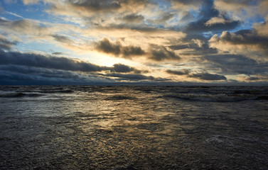 Waves in January on Lake Ladoga, Republic of Karelia, Russia