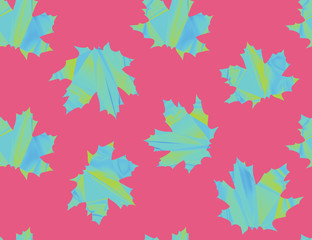 Autumn maple leaves seamless pattern background. Seamless pattern with autumn maple leaves. Trendy Colorful Fall Autumn leaves illustration. Fashion style vibrant background