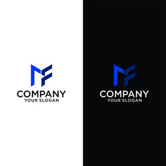 Professional and Minimalistic Font Design MF Logo Can Be Edited in Vector Format in blue Color.