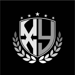 Initials inspiration letter X Y logo shield badge illustration