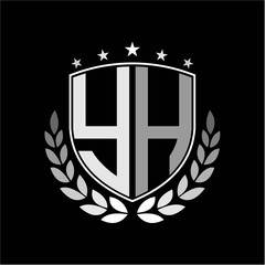 Initials inspiration letter Y H logo shield badge illustration