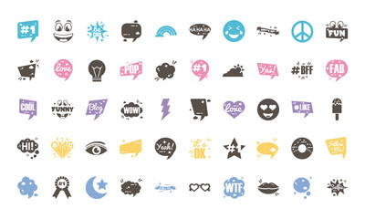 bundle of fifty slang set icons