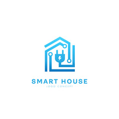 Smart House Logo Design Symbol Template Flat Style Vector Illustration