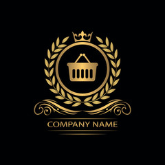 shop logo template luxury royal vector company decorative emblem with crown	
