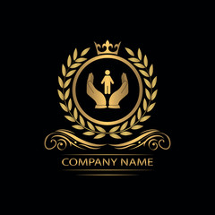 people care logo template luxury royal vector clinic icon company decorative emblem with crown	
