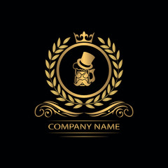 beer, beer pub logo template luxury royal vector company decorative emblem with crown	
