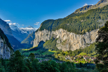 The village of Lauterbrunnen in the Lauterbrunnen valley, Switzerland.