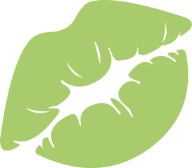 Vector illustration of a green kiss mark