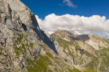 aerial view of the rocky spur of the corno piccolo in the mountain area of the gran sasso italy abruzzo