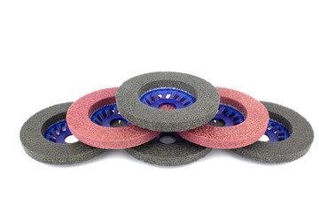 Abrasive circles for stainless steel resurfacing, isolate on white.