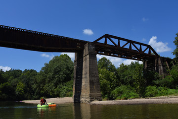 Caddo River Floating Under Glenwood Railroad Bridge