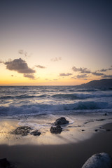 Naklejka premium Sardinia, Porto Paglia beach at sunset