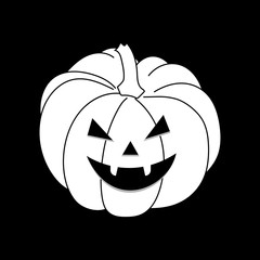 Vector illustration. White silhouette of a pumpkin on a black background.