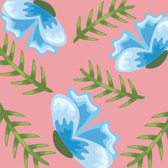 Fototapeta na wymiar Flowers color blue pattern detailed style