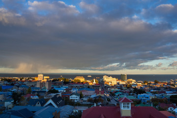 Last sun of the afternoon on a privileged view in Punta Arenas, Patagonia, Chile.