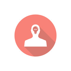  Businessman icon. man silhouette. Businessman with bulb instead of the head  with long shadow 