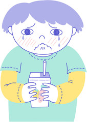 Boy holding up crying (Boy a bit crying)