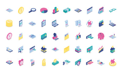 bundle of fifty taxes set icons