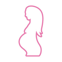 pink woman pregnancy figure line style icon