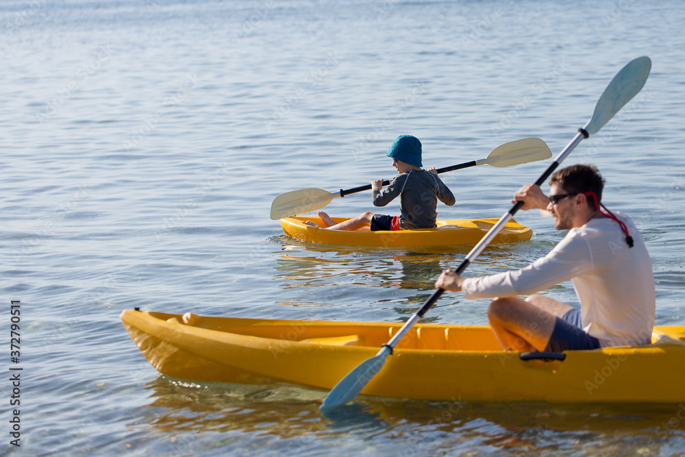 Canvas Prints family fun in kayaks