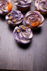 handmade marshmallow in the form of roses close-up.