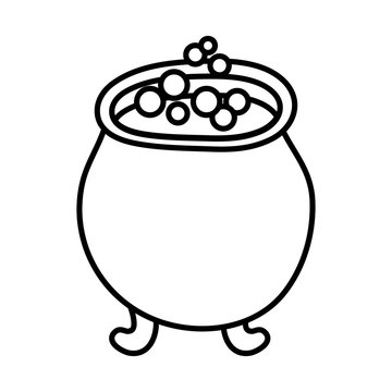 witch cauldron pot line style icon