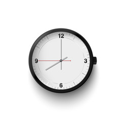 Watch with white dial. Realistic clock icon for web and user interface isolated on white background. Vector illustration.