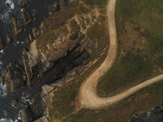 Puerto de Vega, coastal village of Asturias.Spain. Aerial Drone Photo