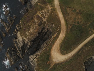Puerto de Vega, coastal village of Asturias.Spain. Aerial Drone Photo