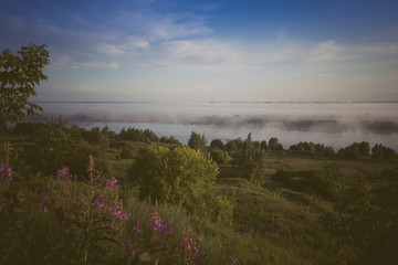 sunset over the river