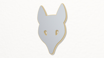 fox mask 3D drawing icon, 3D illustration for animal and cute