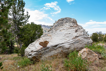 Hear shape rock in the beautiful landscape around the Favre Lake trail
