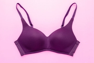 Top view new women bra on pink