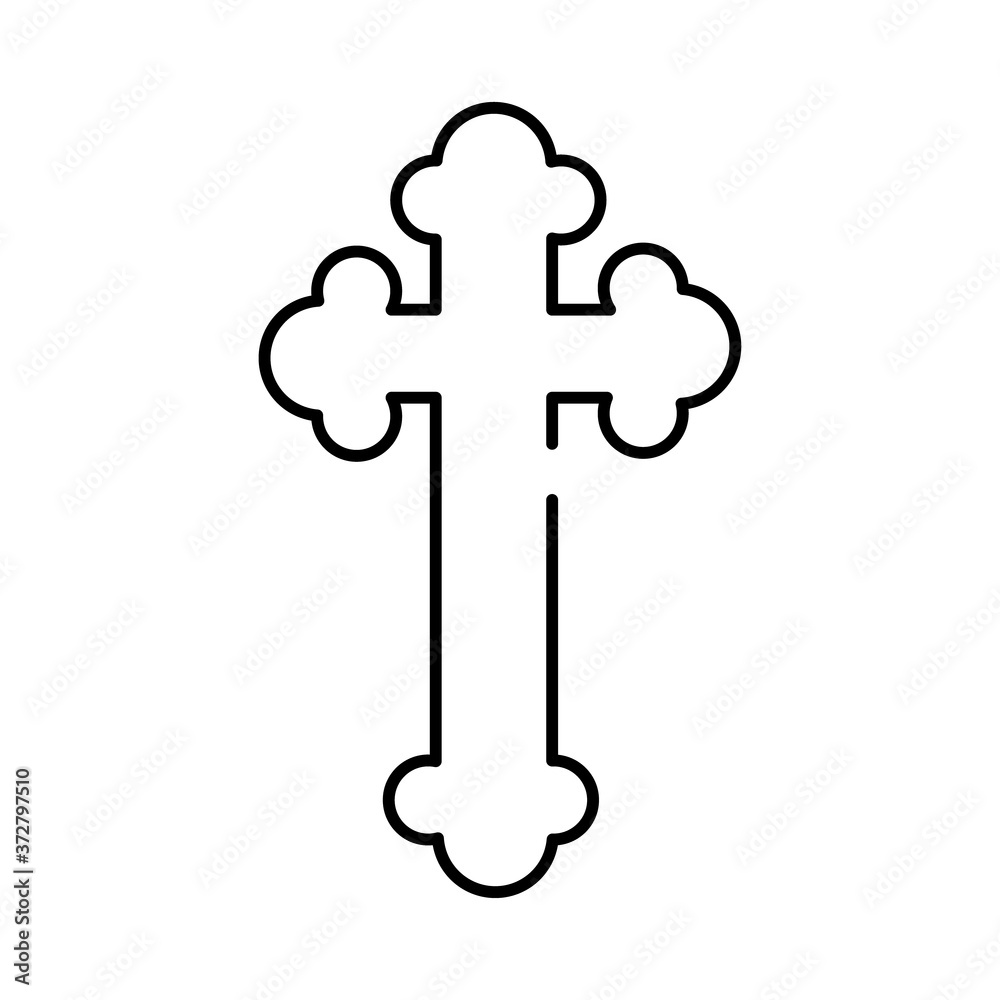 Sticker religious cross symbol line style icon