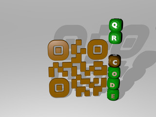 Obraz premium QR CODE text beside the 3D icon, 3D illustration for business and background