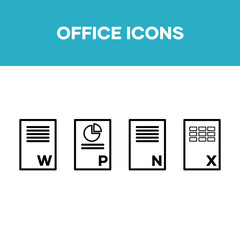 Office icon set, document office icon, button, symbol, sign