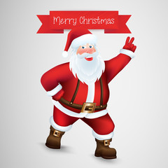 Santa Claus Cartoon Character Showing Merry Christmas Tittle Written. Illustration.
